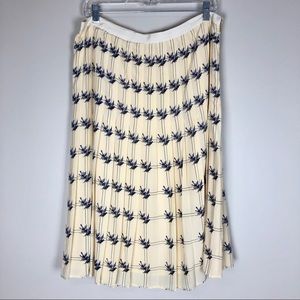 Tory Burch Silk Skirt Cream/Blue Birds Size 12